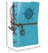 EvZ Leather Writing Journal Notebook, 7 Inches Vintage Nautical Spiral Blank String Diary Notepad Sketchbook Travel to Write in, Unlined Paper, Retro Pendants, Classic Embossed, Sky Blue
